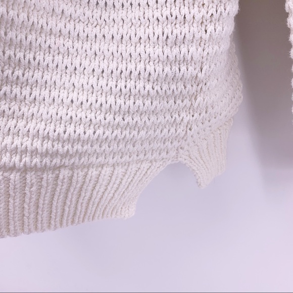 Madewell 3/4 Sleeve Cream Knit V-neck Sweater - Picture 4 of 8